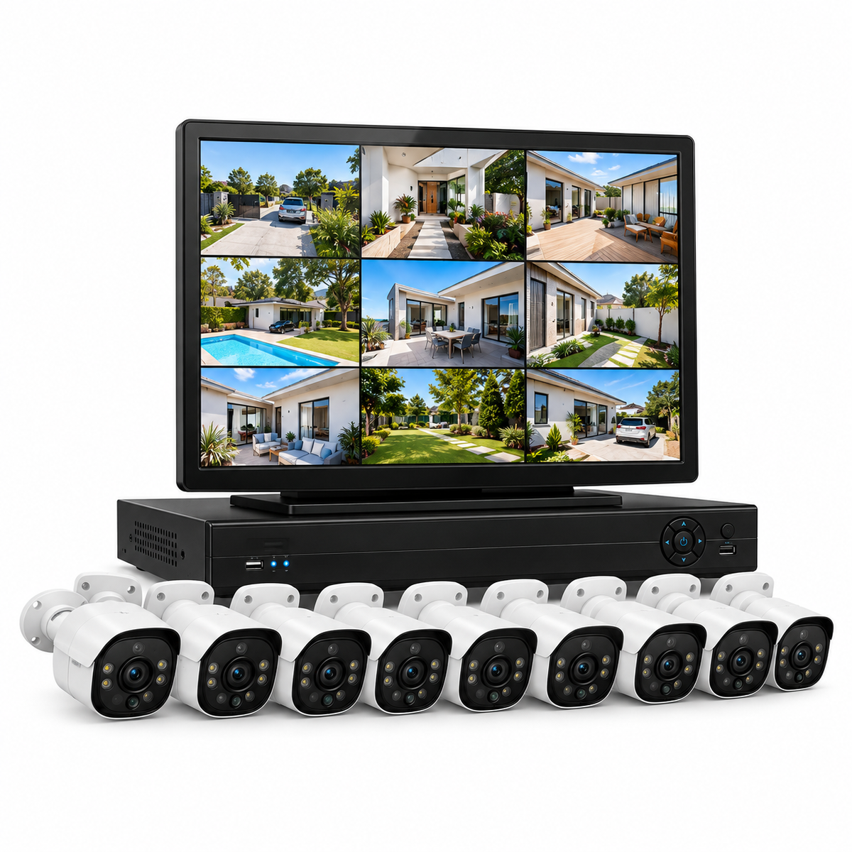 Kit de videovigilancia con NVR, pantalla y cámaras Security Life